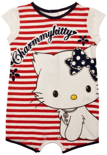 Chammy Kitty ME0142 Baby Girl's Body Optical White/Red Stripe 6-11 Months