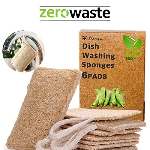 Esponjas de luffa, Esponjas orgánicas naturales para lavar platos Paquete de 6,exfoliante de lufa orgánica Fabricado de lufa egipcia superior/100% orgánico, biodegradable y ecológico.