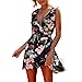 Price comparison product image Wawer Mini Summer Dress for Women, Sleeveless Vintage Boho Evening Dress,Holiday Spaghetti Strap Floral V Neck Skater A Line Mini Dress Sundress for Party/Cocktail/Wedding/Beach (S, Black)