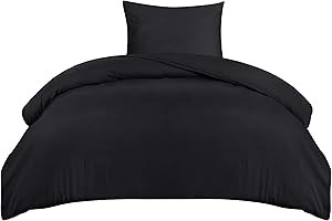 Utopia Bedding Copripiumino Singolo - Microfibra Copripiumino 135x200cm + Federa 50x75cm - Nero