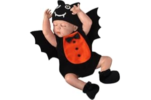 Savlot Newborn Baby Bat Halloween Costume Toddler Boy Girl Cute Romper Top with Hat Wings Pumpkin Fancy Dress Costume Infant Cosplay Outfit Set