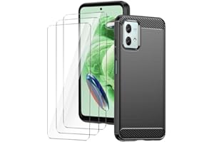 LYZXMY Schutzfolie für Motorola Moto G84 5G Hülle Schwarz Kohlefaser + 3 x Gehärteter Film Displayschutzfolie - Weich Schutzhülle Flexibel Tasche Case Cover für Motorola Moto G84 5G (6.5")