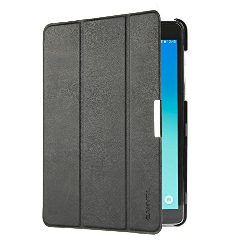 Ganvol Samsung Galaxy Tab A 9.7 T550N T555N Hülle Leder Schutzhülle, PREMIUM PU Leder Étui, mit Standfunktion und Automatischem Schlaf Funktion, Kunstleder, Ultra Dünn, schwarz