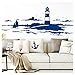 Produktbild Wandora G028 Skyline Küstenlandschaft I weiß (BxH) 167 x 58 cm I Leuchtturm Meer Strand Ostsee Nordsee Aufkleber Wandaufkleber Wandsticker