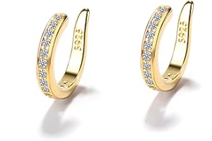 Ticome Fixura Non-Surgical Ear Corrector Clips,Fashionable Copper Diamond Gold Earrings for Prominent Ears | Gently Adjusts Cartilage Without Surgery | Comfortable, Perfect for Daily/Work/Party(Gold)