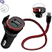 Produktbild XDODD KFZ Auto Ladegerät Schnellladegerät mit Kabel Lightning und 2-Port Quick Charge QC 3.0 USB Auto Ladegerät Adapter für Samsung Galaxy S8/S7/Edge/iPhone, iPad, Huawei,HTC, LG