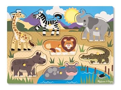 Melissa & Doug - 19054 - Puzzle En Bois À Boutons - Safari