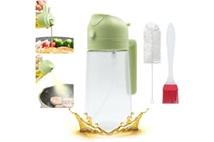 SHUNCHG Oil Dispenser for Kitchen, 2 in 1 oil Spray Bottle and Olive Oil Dispenser, Oil Sprayer for Cooking Air Fryer 470ml for Cooking, Kitchen, Salad, Barbecue, Baking (Green)