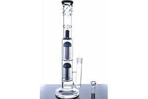 RORA Szklane bongo, podwójne, fajka wodna, trzy kopuły, z możliwością parzenia kawy, rurka 18 mm, wysokość: 40 cm, kolor czarny