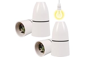 FunnAura 4 Pcs B22 Bayonet Pendant Light Fitting, White Bakelite Shell Bulb Holder for Lamp Ceiling Hanging