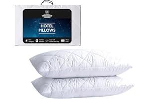 SK MERCHANDISE 2 Pack Hotel Quality with Quilted Cover- Premium Filled Pillows for Side, Stomach and Back Sleeper, Down Alternative Bed Pillow-Soft Hollow-Fiber Hotel Pillows