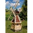 Moulin à Vent Décoratif En Bois - 1,4 M De Haut, Ailes Tournantes, Toit En Bardeaux, Pour Jardin - 8