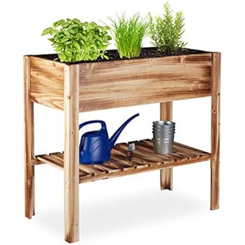 Pflanzkasten Balkon Garten Ablagefach Terrasse Krauterbeet Hbt 80x88x43 5cm Dunkelbraun Relaxdays Hochbeet Holz