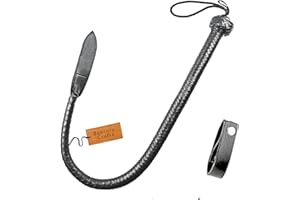 Bantoro Crafts Noir Fouet à Queue Unique 3 Pieds / 0,90 mètre de Longueur 16 Tresses Brins Cuir tressé Equitation Cravache d'équitation