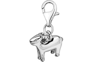 Quiges 3D Aries Zodiac Sign Clip On Charm Pendant Silver Plated Women's Jewellery