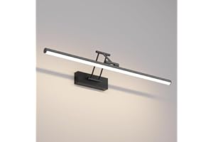 Klighten Led Miroir Lampe Salle de Bain 60cm,20W 1500lm Lampe pour LED Applique Rotating Ip44, Aluminium Applique Murale, Miroir Salle de Bain Blanc naturel 4000K,Noir