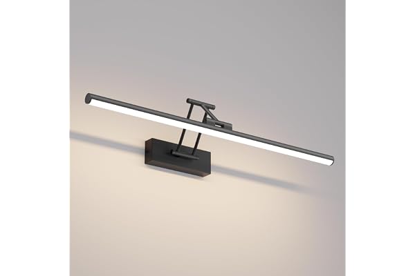 Klighten Led Miroir Lampe Salle de Bain 60cm,20W 1500lm Lampe pour LED Applique Rotating Ip44, Aluminium Applique Murale, Miroir Salle de Bain Blanc naturel 4000K,Noir