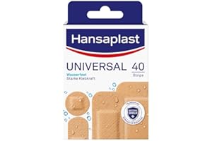 Hansaplast Uniwersalne plastry (40 pasków), odporne na zabrudzenia i działanie wody, zestaw plastrów o dużej sile klejenia i Bacteria Shield