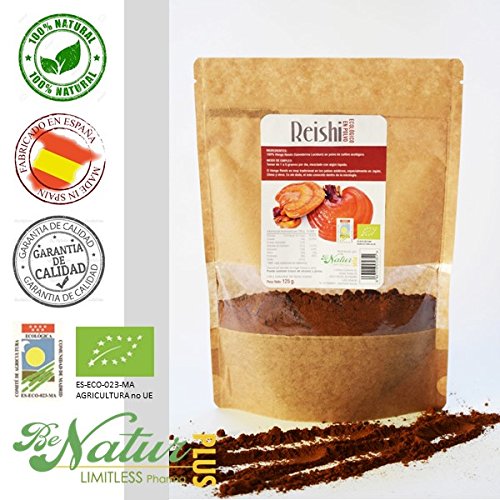 Reishi poudre BeNatur Plus - 100% Reishi Champignon (Ganoderma Lucidum) de Pureté Garantie Sans Pesticides et tout type de Produit Chimique 125 g