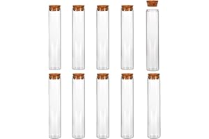 BCBF 10 Pièces Eprouvettes avec Liège, 12 * 75mm Eprouvettes Petites Fleurs avec Liège, Eprouvettes en Verre