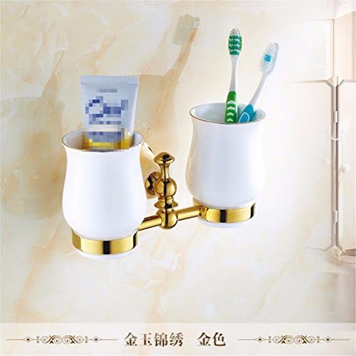 STAZSY European style toothbrush mug Cup toothbrush brushing Cup glass double Cup holders, gold