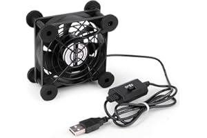 euroharry Cichy wentylator do komputera, USB, wentylator PC, 80 mm, obudowa wentylatora, do PC/TV box/odbiornika/AV cabin/PS4/routera