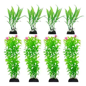 CousDUoBe 8 Pack Artificial Aquarium Plants, Used for Household and Office Aquarium Simulation Plastic Hydroponic Plants??Maximum 8 inches, Green??