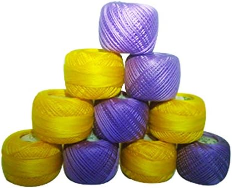 10 Anchor Pearl Cotton Balls / Size 8 (85 Meters each) / 10 Coloured Crochet Cotton Thread-10gm Per Ball- Knitting, Lacey Craft- 85 Metres