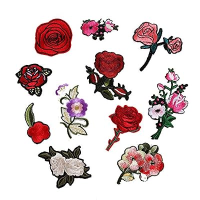 EAGLESTIME 11x Broderie Patchs Rose Fleur Coudre Correctifs sac Hat Appliques