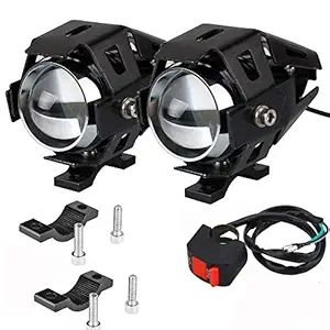 Allextreme U5 Cree LED Driving Light Fog In Aluminum Body For All Motorcycles, Atv And Bikes with Switch - Pack of 2 (15W)