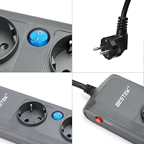 BESTEK 4 fach Steckdosenleiste einzeln schaltbar,großer Buchsenabstand, Steckerleiste Wandmontage, 4000W / 16A, 1,8m Kabel mit Winkelstecker, schwarz - 5