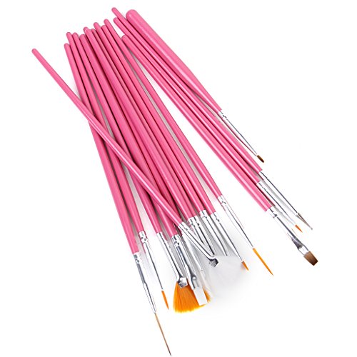 1 X 15 x Nagel Kunst Malerei Pen / Pinsel Set – Pink - 4