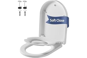 APTLITON Family Toilet Seat Soft Close with Child Seat Built-in, Quick Release for Easy Cleaning, Simple Top Fixing, Standard Toilet Seats with Adjustable Hinges, White D Shape