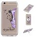 Produktbild iPhone 6S Plus 6 Plus Hülle mit Handy Halter Ring, E-Unicorn Handyhülle Apple iPhone 6S Plus 6 Plus Hülle Transparent mit Muster 3D Feder Silikon Durchsichtig Tasche Ultra Slim Dünn TPU Bumper Schutzhülle Stoßfest Zubehör Set Etui Schale Back Case Cover Rückseite + Universelle Finger-Halterung Ständer Fingerhalter für Smartphones
