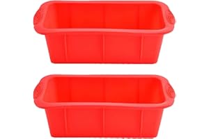 YXHZVON Lot de 2 moules à brownie en silicone antiadhésif avec poignées - Sans BPA - 25 x 12 x 7 cm - Rouge