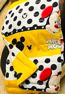 WONDERLOOK Beautiful Design Cartoon Print Reversible AC Blanket Dohar/Quilt , Fabric - Micro Cotton, - Multi Colour. ( Cartoon Kids ) (Yellow Micky Mouse, Single)