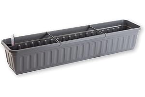 Alpfa Blumenkasten Blumenkübel Balkonkasten mit Wasserspeicher + Füllstandsanzeige, Terra, Weiß, Anthrazit (100cm, Anthrazit)