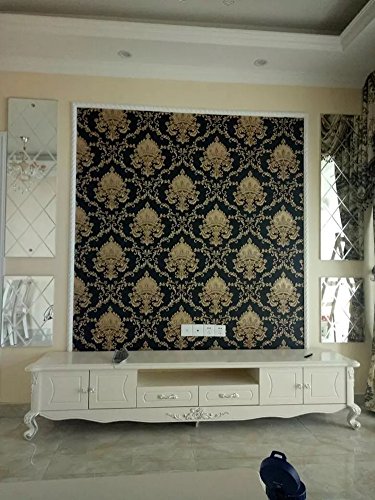 yancorp Gold Schwarz Luxus Viktorianischer Damast, geprägte Struktur Tapete 53,3 x 1.000,8 cm Zoll, Bezüge 57 quadratisch Füße - 7