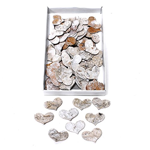 72 St. Birkenherzen 3,5cm x 2,5cm breit geweißt, Streuherzen, Birke