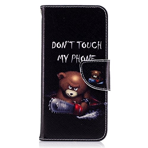 Felfy Hülle für Galaxy S8,Samsung S8 Lederhülle,Galaxy S8 Handyhülle Flip Wallet PU Lederhülle Magnetic Buckle Handyhülle Ledercase Tasche Hüllen Brieftasche Bunte Gemalt Malerei Schmetterlinge Blumen Bär Feder Vögel Muster [PU Leder & Silikon Innenschale] Schutzhülle Tasche Schale Handy Etui Karten Slot Lederhülle für Samsung Galaxy S8 (Don’t Touch My Phone) + 1x Silver Stylus+ 1x Bling Dust Plug[Farbe Random] - 3