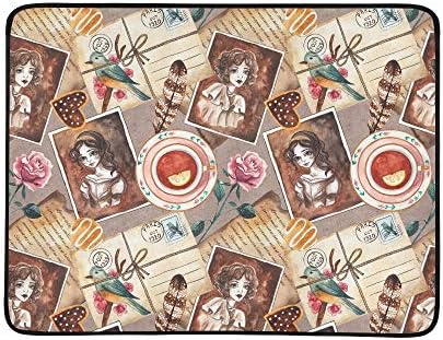 EIJODNL Vintage Things Vintage s Portable And Foldable Blanket Mat 60x78 Inch Handy Mat For Camping Picnic Beach Indoor Outdoor Travel