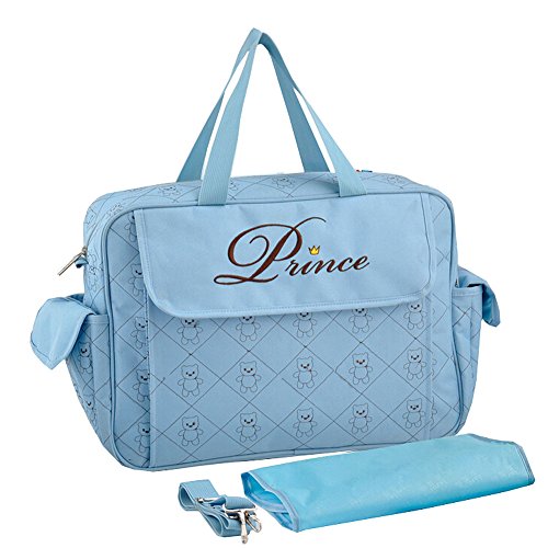 Paonies Mummy Handbag Baby Diaper Nappy Tote Nursery Changing Bag for Holiday Hospital (Blue)
