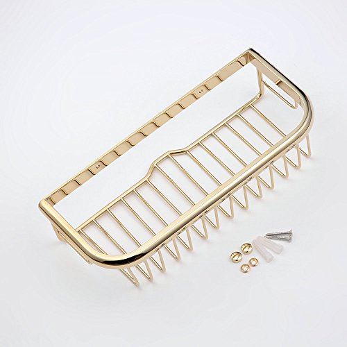 Hiendure® 30cm Duschecke Bad Regal für Dusche oder Badewanne Bad Duschregal Badregal Eckablage Regal Korb Ablage,Poliert Gold - 5