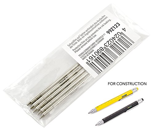 TROIKA Kugelschreibermine - 99Z123 - 5er Pack - Ersatzmine D1 - blau - bedruckt - Strichstärke M - Schreiblänge 1.600 - 1.800 m - für TROIKA CONSTRUCTION Multitasking-Kugelschreiber - TROIKA-Original