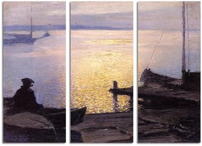 Pothast_edward_along_the_mystic_river_3 x 90 x 40 cm_- Wall Picture on Canvas, Original Painting Old Master