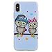 Produktbild iPhone X Hülle, Hozor 3D Muster Matte Handyhülle Ultra Slim Weich Silikon Backcover Kratzfest Bumper Case Schutzhülle Telefon-Kasten - Eulen paar