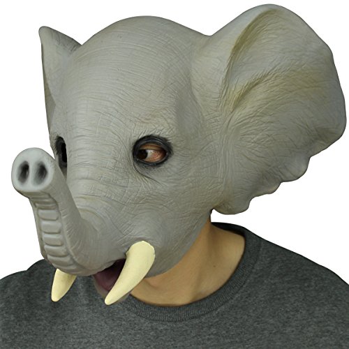 Latex Maske Elefant,Cusfull Deluxe Latex Gummi Vollmaske für Halloween Party Karneval Kostüm-Dekorationen - 6