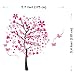 Rainbow Fox Large Heart Tree Butterfly Wall Decals Tree Wall Sticker Decals PVC Removable Wall Decal for Nursery Girls and Boys Children's Bedroom (JM7165)