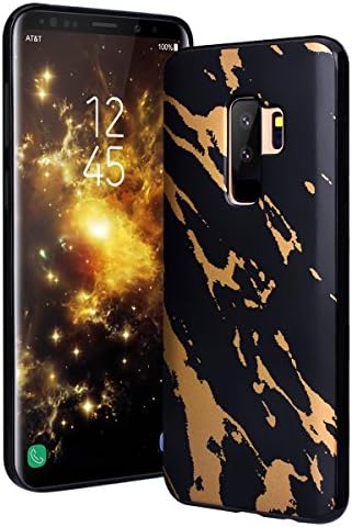 YT MARQUEEN Samsung Galaxy S9 Plus Case Marble Design Silicone Soft Rubber Case TPU Bumper Shell Shockproof Protective Anti-Scratch Ultra slim Lightweight Full Cover for Samsung Galaxy S9 Plus(Black&amp;Golden)