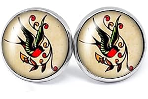 JUANLOWE Rockabilly Orecchini - Vari Motivi - Old School Tattoo Orecchini in Acciaio Inossidabile per Donna, Uomo, Unisex